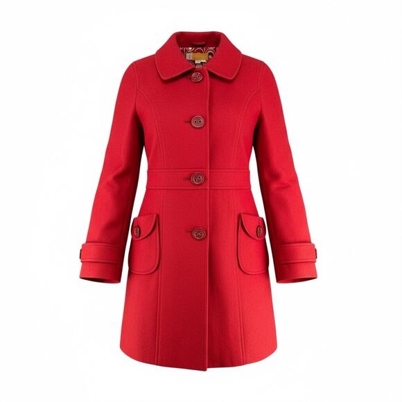 Tulle Jackets & Blazers - Tulle Anthropologie Red Wool Jacket Size Small Pea Coat Retro Vibes Paisley